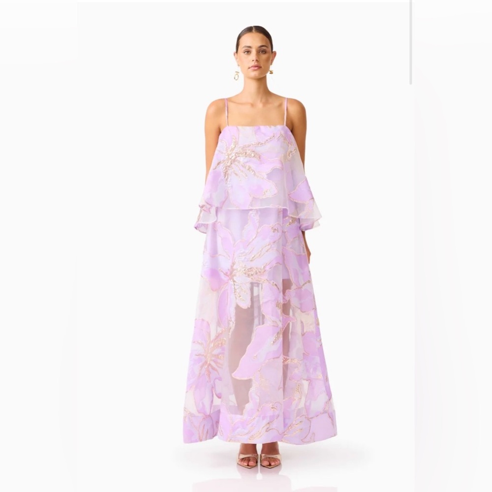 ELLIATT Elysia Tiered Gown in Purple Floral. New with tags